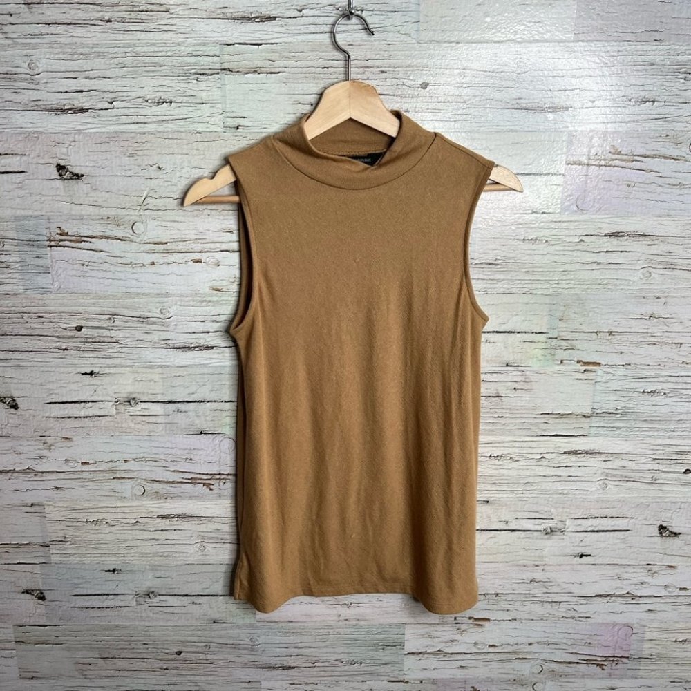 Banana Republic Camel Brown Sleeveless Mock Neck Tank Top